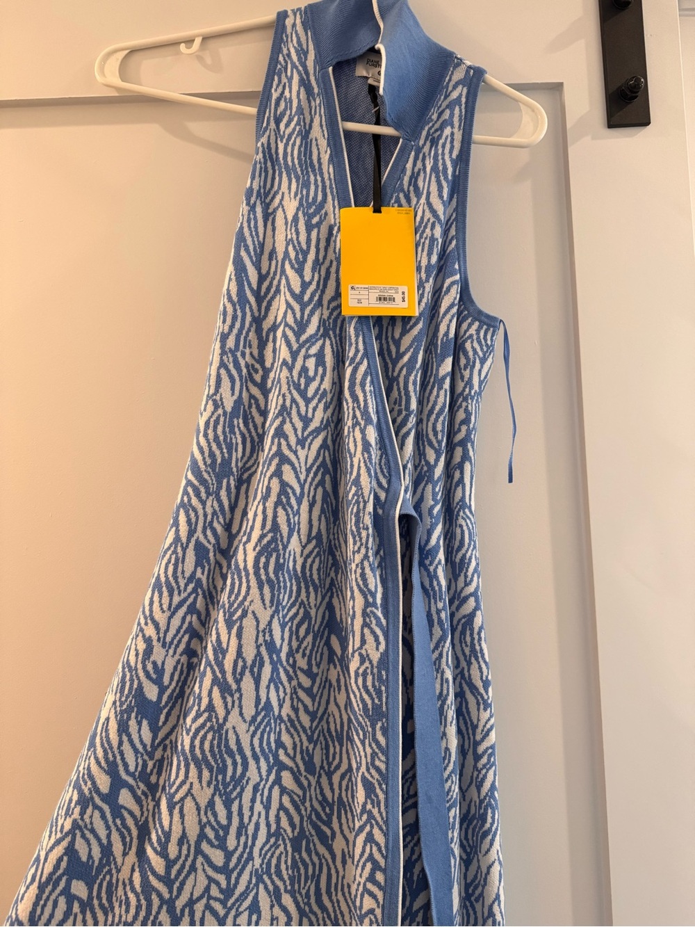 Diane von Furstenberg Blue and White Knit Tank
